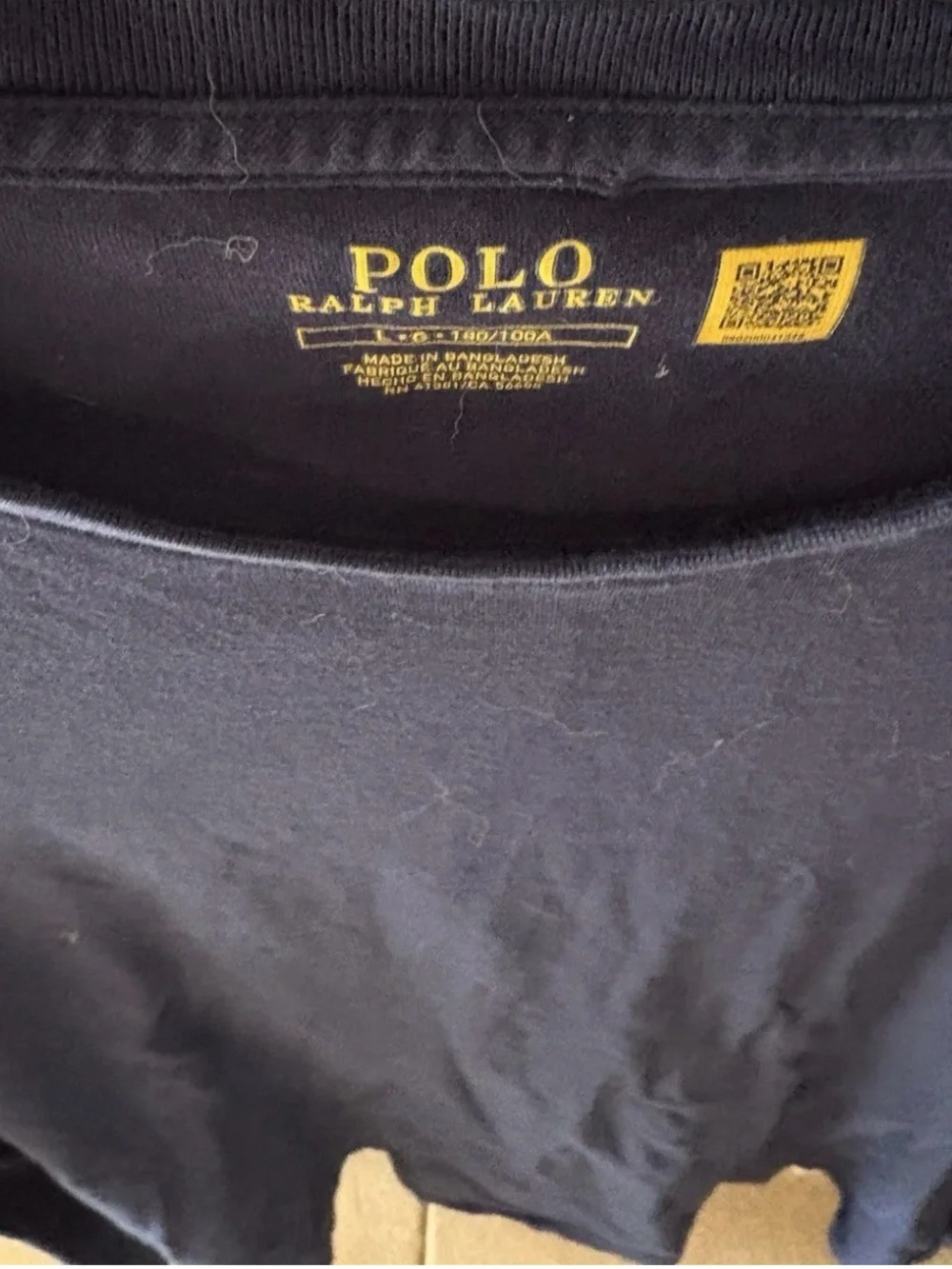 Polo by Ralph Lauren Men's Navy Long-Sleeve Crew Neck Shirt Large